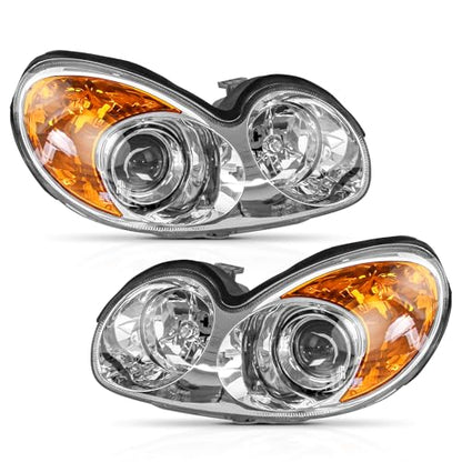 PartsFlow Left And Right Side Headlights For 2002 2003 2004 2005 Hyundai Sonata Chrome Housing Clear Reflector Halogen Headlamps HY2503126 HY2502126 - color: For 02-05 Hyundai Sonata