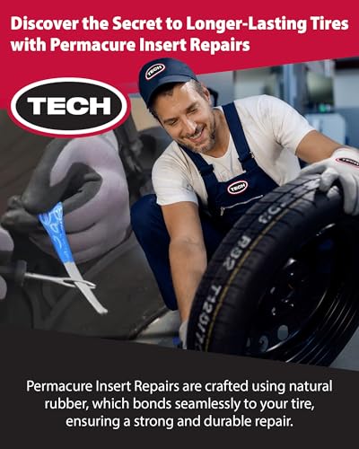 TECH PermaCure Tire Repair Kit, 50 Plugs & Tools, Permanent Tire Repair Kit