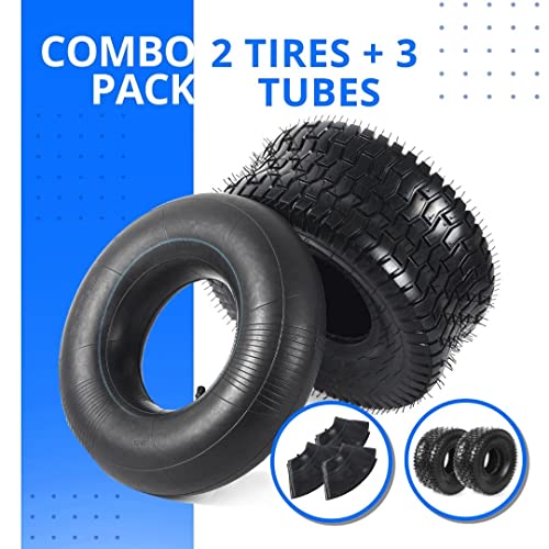AR-PRO 15x6.00-6 Lawn Mower Tires with Tubes, 4-Ply Pneumatic Tires - size: 15x6.00-6