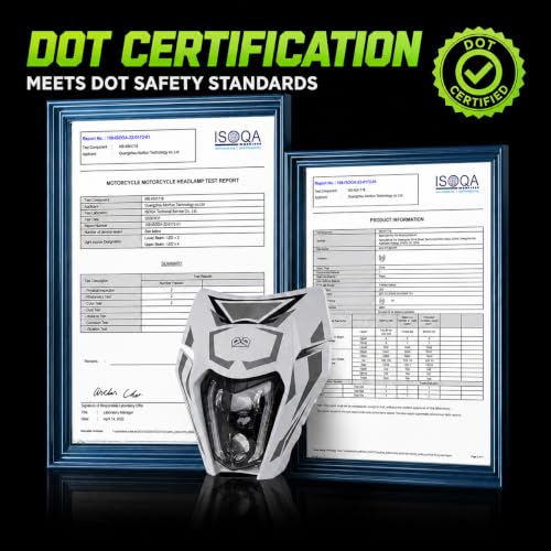 DOT Dirt Bike LED Headlight with Graphics Sticker and Turn Signals-White - color: White with Sticker, size: With Turn Signals