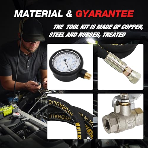 6000PSI Fuel Pressure Test Kit Hpop Test Gauge Kit Fuel Pressure Testers Compatible with Ford 1994-2007 F250 F350 Powerstroke 6.0L & 7.3L Diesel Engines