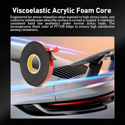 3M Automotive Acrylic Plus Tape, 0.24" x 18Ft, PT1100, Dark Gray - size: 0.24" x 18Ft