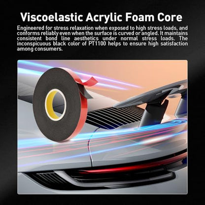 3M Automotive Acrylic Plus Tape, 0.24" x 18Ft, PT1100, Dark Gray - size: 0.24" x 18Ft
