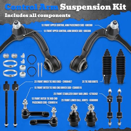 AUTOKAY 12PC Front Upper Control Arm Suspension Kit for Ford F150 2009-2014 - size: 16.54''×15.75''×5.91''
