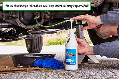 Slippery Pete - Fluid Pump for Standard Quart Bottles - 8cc per Pump Stroke and 3rd Hand Adapter, Transfer Gear Oil, Transmission and Differential Fluid (28mm) - size: 28mm