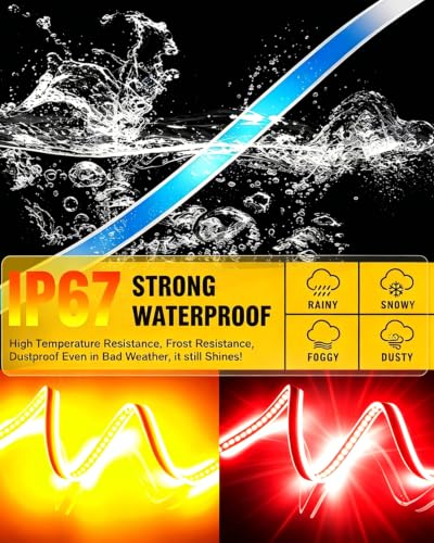 Qasim 24inch Sequential Flowing LED Strip Amber &Red Tail Light - size: 60CM Red&Amber