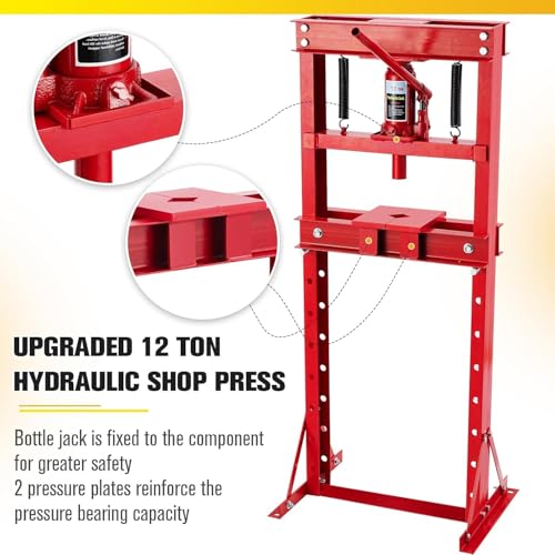 12-Ton Hydraulic h-Frame Shop Press, Adjustable Garage Floor Press