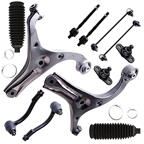 SCITOO 12-Pc Set Suspension Kit For Hyundai For Accent Front Lower Control Arm Front Inner Outer Tie Rod End Front Sway Bar End Link Front Lower Ball Joint Front Steering Rack Boot - color: Control Arm+Tie Rod+Sway Bar+Ball Joint, size: For Hyundai Accent