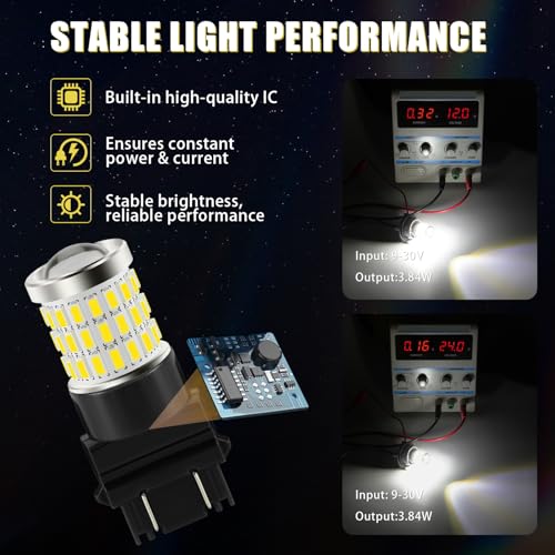 iBrightstar 3157 LED Bulb White, 4157 3156 LED Reverse Light Bulbs Super Bright for Tail Brake Lights Backup Lights Turn Signal Lights, 2 Pack - color: White, size: 3157