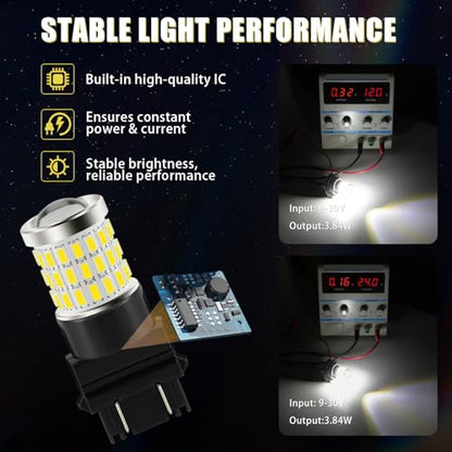 iBrightstar 3157 LED Bulb White, 4157 3156 LED Reverse Light Bulbs Super Bright for Tail Brake Lights Backup Lights Turn Signal Lights, 2 Pack - color: White, size: 3157