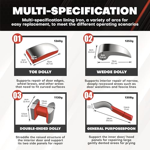C&T 6 Piece Heavy Auto Body Repair Tool Hammer Dolly Set - size: 6pc