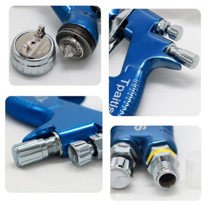 HVLP Spray Gun Automotive Air Spray Gun with 1.3mm Tip 600ml Plastic Cup for Auto Paint,Car Paint,Blue - color: Blue