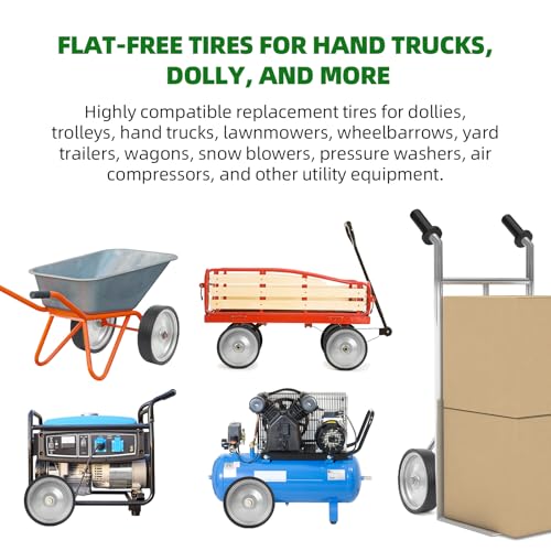 AR-PRO (2-Pack) 10"x2.2" Flat Free Solid Rubber Replacement Tires – 10 Inch Solid Wheels for Hand Trucks, Dollies, Utility Carts, and Wheelbarrows with 2.2" Offset and 5/8" Axle Hole - size: 10"x2.2