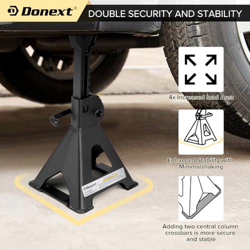 Jack Stands 3 Ton (6,500 lb) Capacity Steel, 1 Pair Black Lifting Stand Adjustable Jack Stands - color: Black