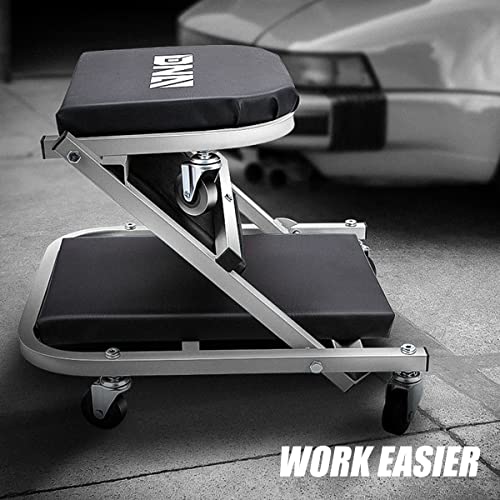 ‎DNA MOTORING TOOLS-00185 36 Inches 2 IN 1 Rolling Folding Car Creeper/Seat, 6 Pcs 2" Casters, 150kg Weight Capacity, Gray - color: Grey, size: 36 Inches