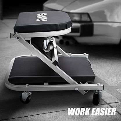 ‎DNA MOTORING TOOLS-00185 36 Inches 2 IN 1 Rolling Folding Car Creeper/Seat, 6 Pcs 2" Casters, 150kg Weight Capacity, Gray - color: Grey, size: 36 Inches