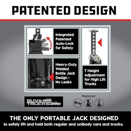 POWERBUILT 3 Ton All-in-One Hydraulic Bottle Jack and Jackstand in One, Compact, Wide Base, 11-21 Inch Range, Eliminates Jackstands, for Trucks, SUVs, RVs, Trailers, ASME, Not for Sedans - 640912 - color: blue