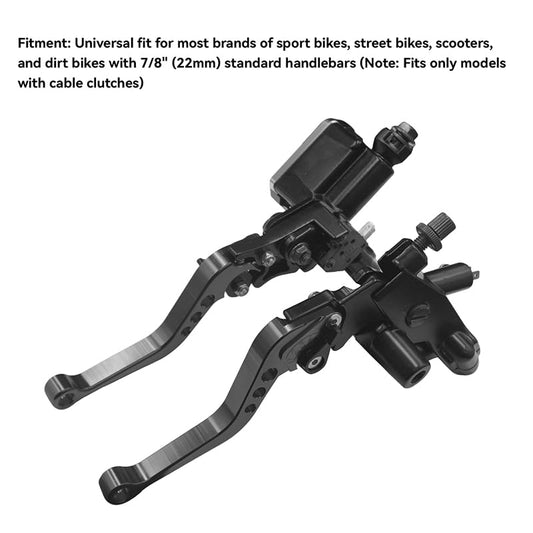 Motorcycle Clutch & Brake Lever 7/8" 22mm Hydraulic Brake Clutch Master Cylinder Reservoir Lever CNC Left & Right Set CNC Left & Right Set Fit for Harley Honda Kawasaki Suzuki Yamaha (Black) - color: Black