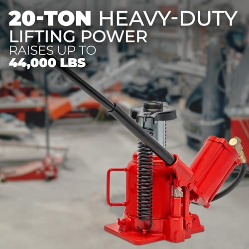 Stark USA 20-Ton Portable Hydraulic Bottle Jack Air-Operated Pneumatic Lift Low Profile Manual Air Jack, Auto Truck Travel Trailer Repair (44000 LBS) - size: 20 Ton Pneum Low Profile