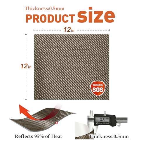 Adhesive Heat Shield Wrap for Automotive, 12 x 12 in, Brown - size: 12" x 12" x 0.02"