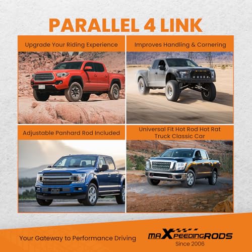 maXpeedingrods Parallel 4 Link Kit W/Panhard Bar, Universal Suspension Links For Trucks Classic Cars Rat Rods Hot Rods, Silver Gray - color: Silver Gray