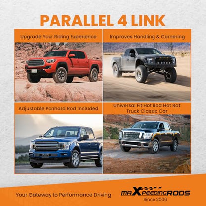 maXpeedingrods Parallel 4 Link Kit W/Panhard Bar, Universal Suspension Links For Trucks Classic Cars Rat Rods Hot Rods, Silver Gray - color: Silver Gray