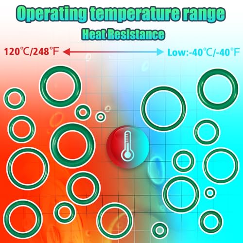 KEZE 595 Pcs Air Conditioning O Ring Kit,36 Size Seal Rubber O-Rings Assortment Set for Compressor Automotive A/C Plumbing Repair ID:3-22mm
