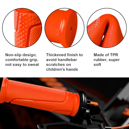 9-Color Kids Bike Handlebar Grips - Non-Slip TPR Bicycle Grips for Mini Bikes & Micro Scooters (22.2mm, 90mm) - color: Orange