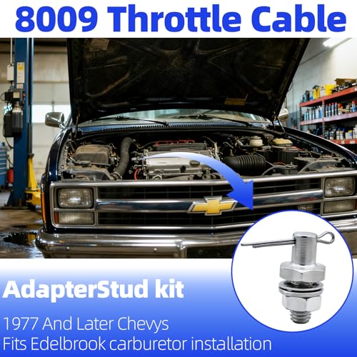 (2-Pack) Throttle Cable Adapter Stud Kit #8009 Compatible with 1977 & Later Chevrolet Models (Includes Nut, Washers, Cotter Pin)