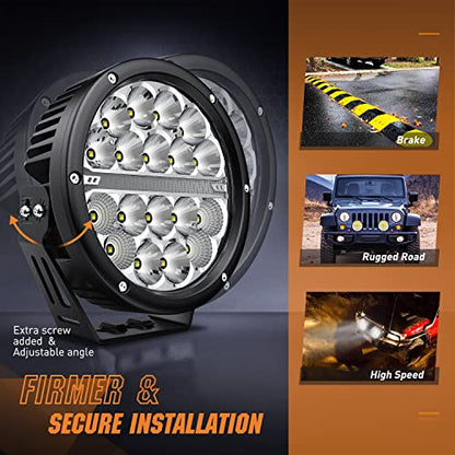Nilight 7 Inch 2 PCS 90W 9850LM Round LED Offroad Driving Lights with DRL - color: 2Pcs 90w 7Inch white DRL Light Kit