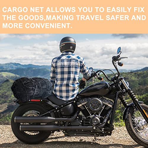 2-Pack Bungee Net Motorcycle Cargo Net, 12" x 12" with 6 Adjustable Hooks