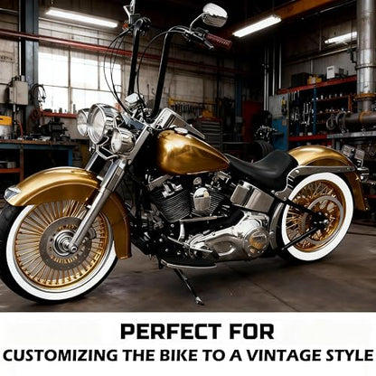 FatFlex Front Wheel for Harley Softail Slim Fat Boy 21” x 3.5” Gold - color: 21*3.5'', Chrome+Gold+Chrome