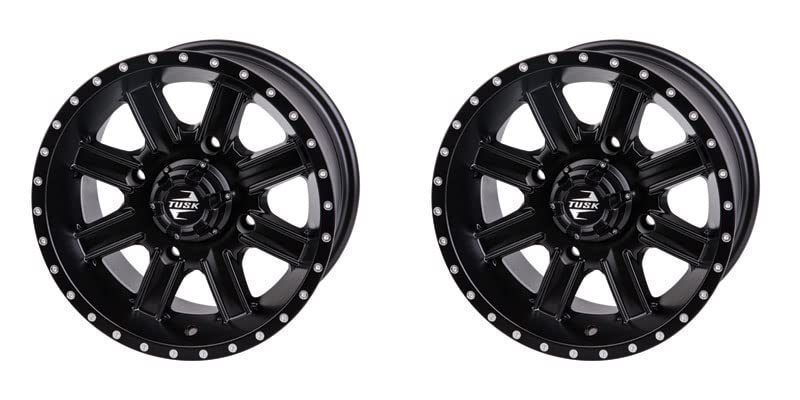 (2 Pack) 4/137 Tusk Cascade Wheel 12x7 5.0 + 2.0 Matte Black For Kawasaki MULE 610 4x4 2005-2009,2011-2016