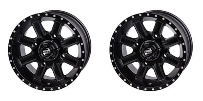 (2 Pack) 4/137 Tusk Cascade Wheel 12x7 5.0 + 2.0 Matte Black For Kawasaki MULE 610 4x4 2005-2009,2011-2016