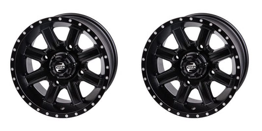 (2 Pack) 4/137 Tusk Cascade Wheel 12x7 5.0 + 2.0 Matte Black For Kawasaki MULE 610 4x4 2005-2009,2011-2016