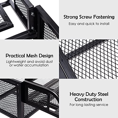 ATV/UTV Front and Rear Rack ATV/UTV Cargo Storage Basket, Universal Cargo Carriers Storage Rack with Mesh Design & Steel Construction, Heavy-Duty Detachable Luggage Carrier Basket - size: Front & Back Rack Set
