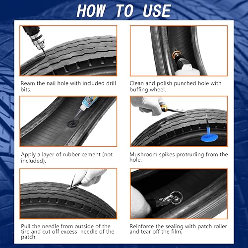 TP-M15W Combination Repair Unit Kit, Tire Repair Patch Plug Kit 1/4" x 1 3/4" and 3/8" x 2 3/8" Wrapped stem 12 pcs Each - size: 0.24 x 1.77,0.35 x 2.36 Inch