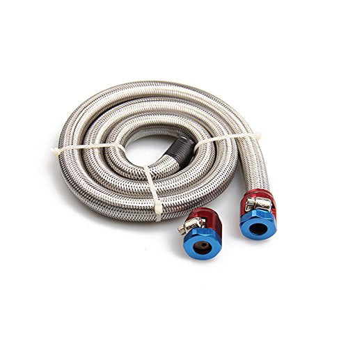 3 FT 6AN 3/8" ID Fuel Line Stainless Steel Braided Hose Kit, With 2 pcs AN6 Fitting Universal for Racing Fuel, Gas, Coolant - size: 3/8" ID, 3FT