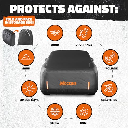 Mockins 200"x75"x47" Large Sedan Car Cover Waterproof All Weather Shield - size: Sedan - Large - 200" x 75" x 47"