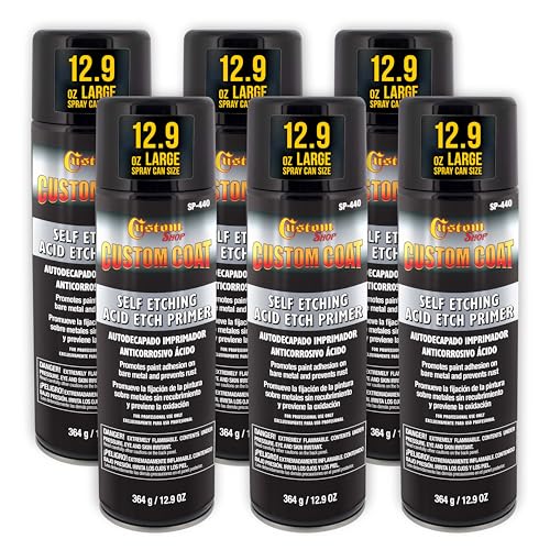 Custom Shop Self Etching Primer Spray, 12.9oz Gray, Acid Etch Primer 6 Pack