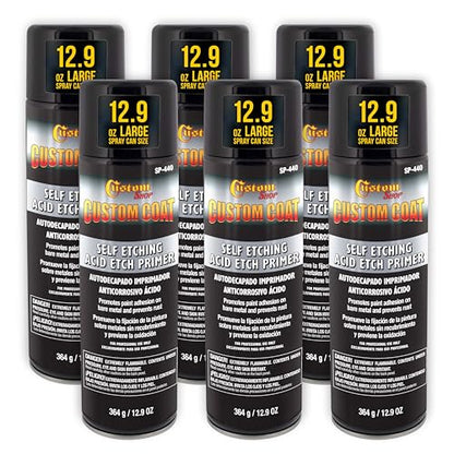 Custom Shop Self Etching Primer Spray, 12.9oz Gray, Acid Etch Primer 6 Pack