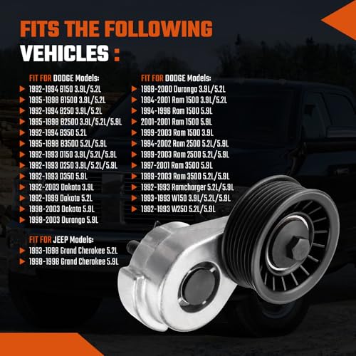 53010158AB Belt Tensioner Pulley Fit for Dodge Ram 1500 2500 1994-2003 - size: 53006497
