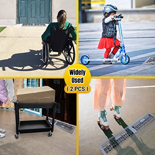 Modular Threshold Ramps for Doorways, 1" Rise Wheelchairs Ramps for Home Indoor, Solid Upgrade Material 3000 Lbs Load Capacity Door Ramps for Cars(2 PCS) - size: 1''-2 Packs
