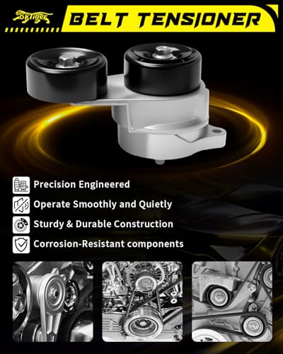 Oktiger Belt Tensioner Assembly with Pulley for Honda Accord 2003-2012, Odyssey 2005-2010, Pilot 2005-2008, Ridgeline, for Acura Mdx 2005-2013, Zdx 2010-2013, RI TI, OE#38332 - size: 38332