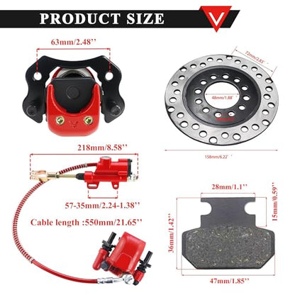 PRO BAT Rear Brake Master Cylinder Caliper With Brake Pad Assembly - color: Red