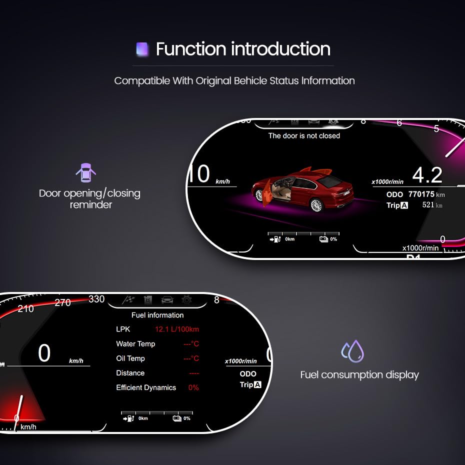 12.3 Inch Digital Gauge Cluster Virtual Cockpit for BMW X6 E71 E72 2007-2013 LCD Instrument Dashboard Speedometer Screen Panel Head Unit