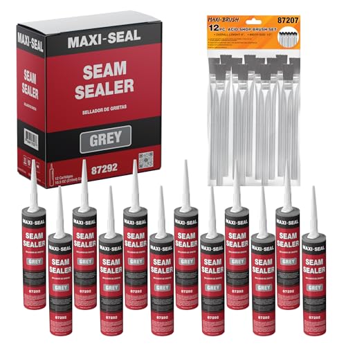 Maxi-Seal Gray Polyurethane Seam Sealer (12-Pack, 10.5oz Tube) | Durable & Flexible Auto Body Joint Compound | Brushable Automotive Filler to Duplicate OEM Finish (87292) - style: 12 Pack