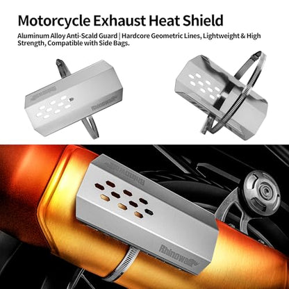 Rhinowalk Motorcycle Exhaust Heat Shield Universal Motorbike Exhaust Pipe Heat Cover Saddlebag Heat Insulation-Large - size: L