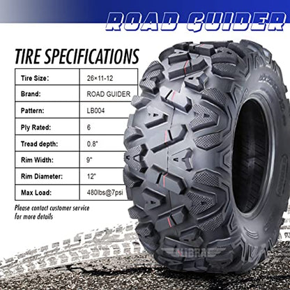 Road Guider Set 2 ATV/UTV Tires 26x11-12 26x11x12 6PR 10278 - size: 26X11-12