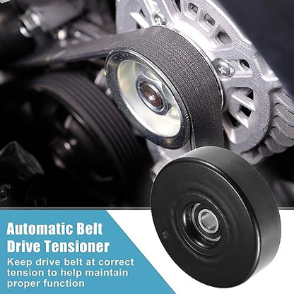 uxcell Drive Belt Tensioner Assembly Accessory Idler Pulley Tightener Pulley No.1112000070 for Mercedes-Benz SLK 230 1998-2004 Black Metal